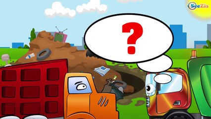 ✔ Garbage Truck and Racing Car. Race through springboards / Car Cartoons for kids / 11 Series ✔