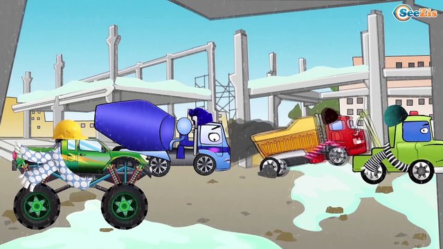 Vinç, Kamyon ve Ekskavatör - Akıllı Arabalar - Eğitici Çizgi Film - İş makineleri