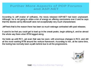 Further More Aspects of POP Forums and ASP Dot NET