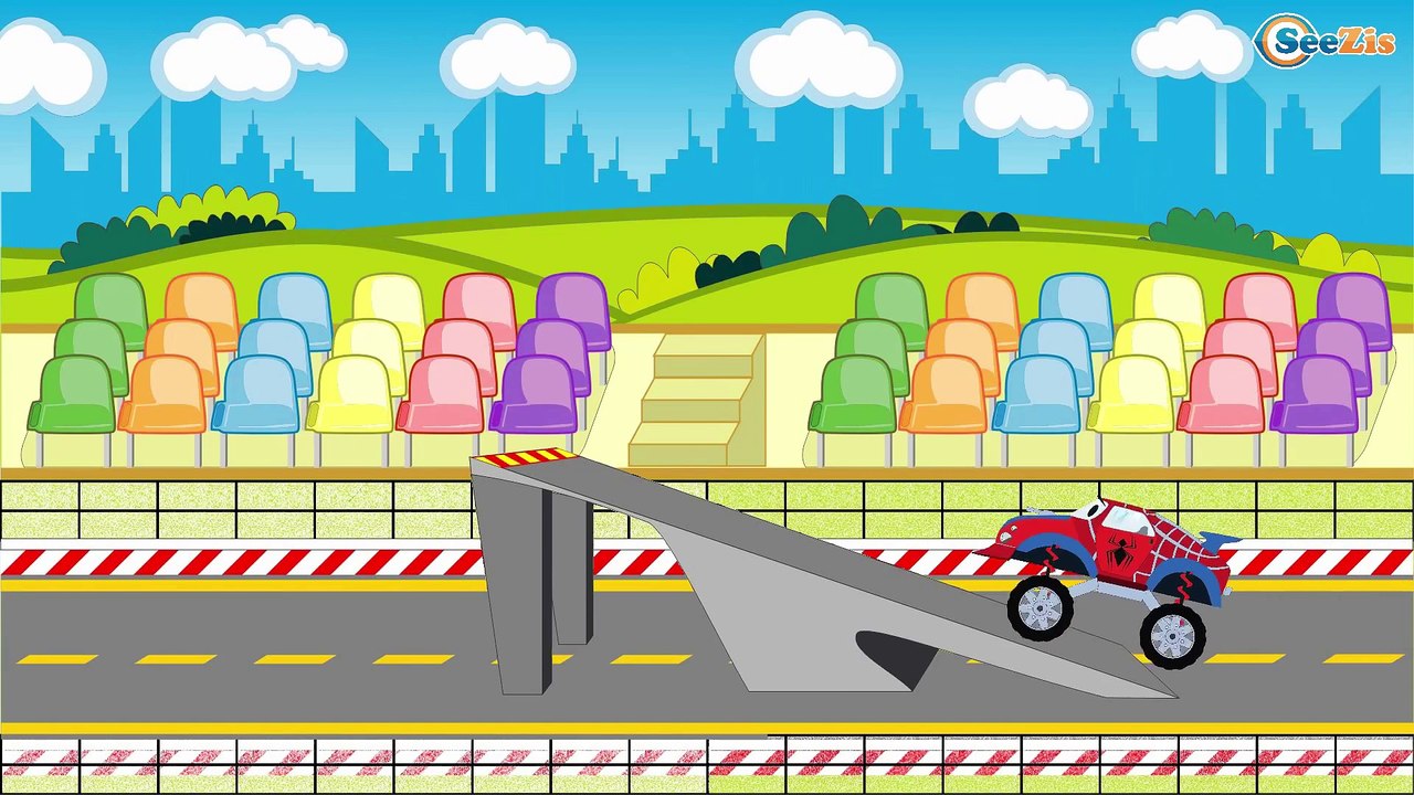 Batman Truck w/ Spiderman Truck vs Superman Truck - Chicken Pox. Monster Trucks For Children