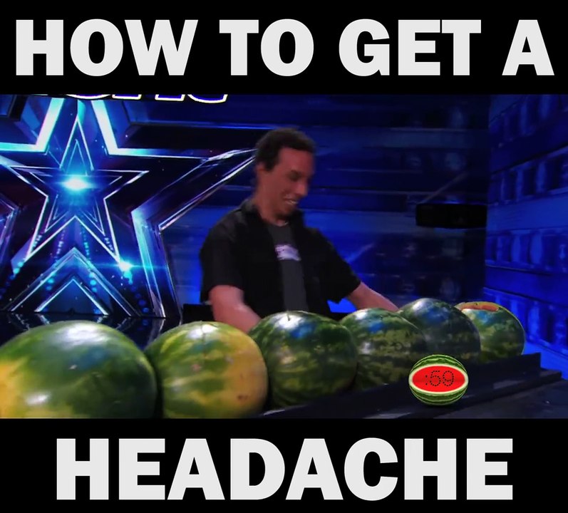 Breaking watermelon with his head!