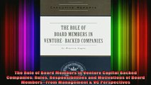 READ book  The Role of Board Members in Venture Capital Backed Companies Rules Responsibilities and Full EBook
