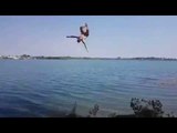 Guy's Attempt at Rope Swing Backflip Goes Terribly Wrong