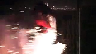 A guy gets hit with 25 fireworks