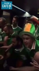 Des supporters Irlandais chantent une berceuse à un bébé qui ne veut pas dormir dans le tram