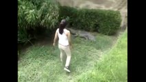 Girl Enters Crocodile Enclosure At Zoo - Woman climbs into Mexican zoo enclosure, pokes crocodile