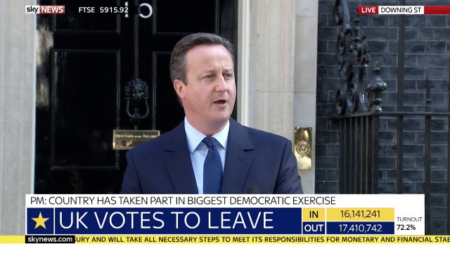 Le Premier ministre britannique David Cameron annonce sa démission dans son discours post-Brexit