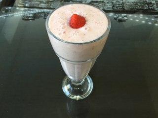 Apple, banana and strawberry milkshake