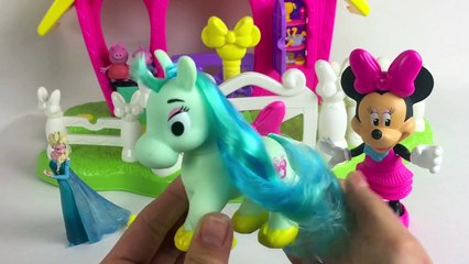 Toy ❤ Minnie Mouse ❤ horse Riding Change of Clothes Elsa Frozen Peppa Pig George Pony Stable To