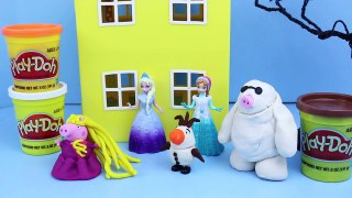 Play Doh Halloween Costume with Peppa Pig as Rapunzel and George Pig as Olaf with Frozen Elsa