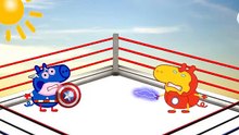 Peppa pig George Captain America Spiderman Iron man Super battle