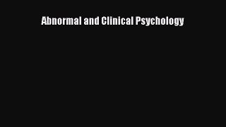 Read Books Abnormal and Clinical Psychology ebook textbooks