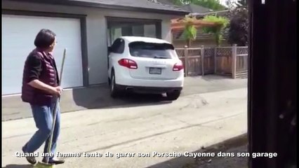 Quand un ado tente de garer une Porsche Cayenne dans son garage