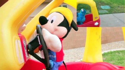 Mickey Mouse Driving Cozy Coupe Disney Mickey Mouse Crashing like Cookie Monster Driving