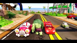FUNNY Hulk with Fun Spiderman +McQueen - Songs for Kids video - Disney Pixar Cars