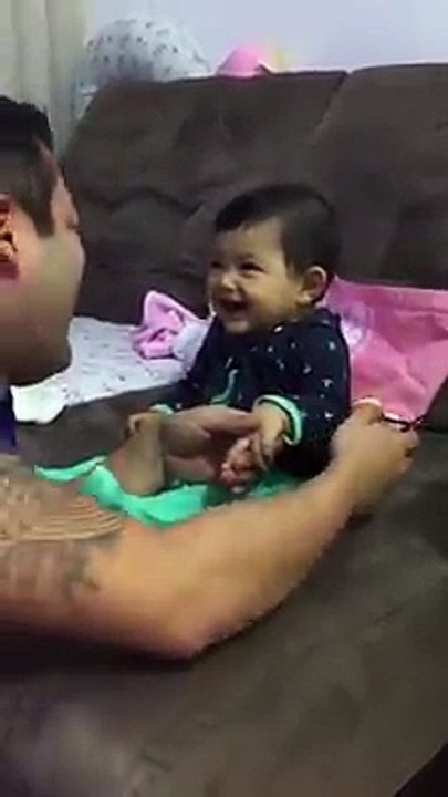 Cutie pie Baby have sweet fun with Father