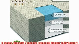 Brentwood 9 Gel Infused HD Memory Foam Mattress - 100% Made in USA - CertiPur Foam - 25-Year