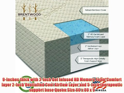 Brentwood 9 Gel Infused HD Memory Foam Mattress - 100% Made in USA - CertiPur Foam - 25-Year