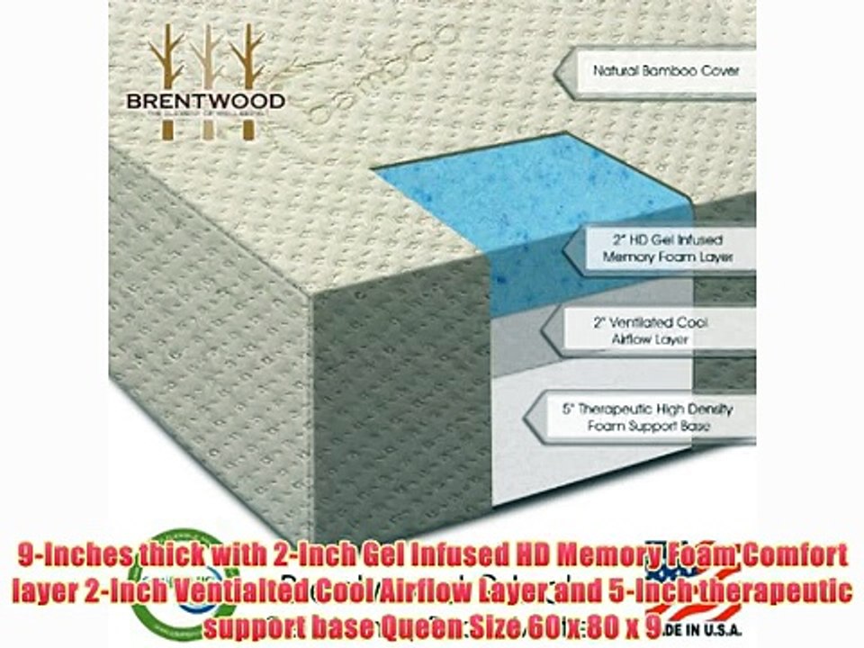 Brentwood 9 Gel Infused HD Memory Foam Mattress - 100% Made in USA - CertiPur Foam - 25-Year