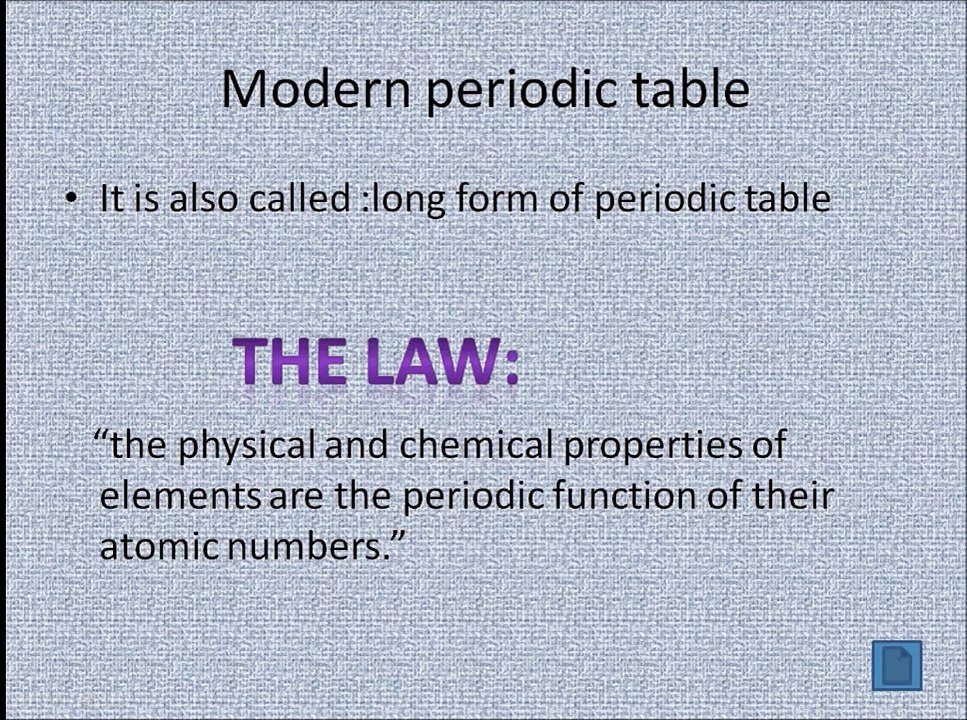 The Modern Periodic Table  Properties of Elements