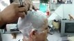 Beautiful Women Headshave in Barbershop