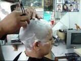 Beautiful Women Headshave in Barbershop