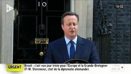 Brexit: Le Premier ministre britannique David Cameron annonce son intention de démissionner