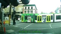 Yarra Tram Running The Red Light Belling Warning Waiting Pedestrians