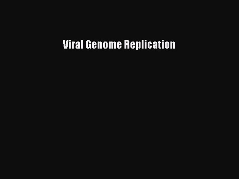 Download Viral Genome Replication Ebook Free