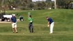 Doug Young hits a tee shot with Hickory Clubs