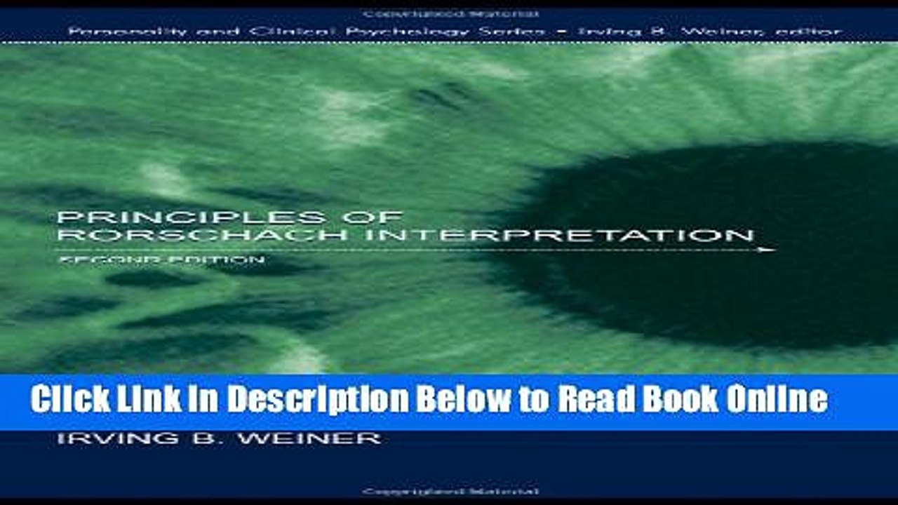 Read Principles of Rorschach Interpretation (Lea Series in Personality and Clinical Psychology)
