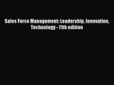 [PDF] Sales Force Management: Leadership Innovation Technology - 11th edition Download Full