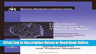 Read Individual Differences in Theory of Mind: Implications for Typical and Atypical Development