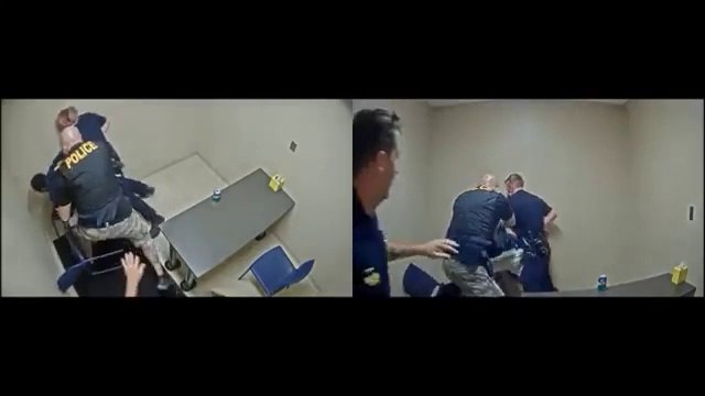 Un prisonnier essai de voler l'arme d'un policier dans une salle d'interrogatoire
