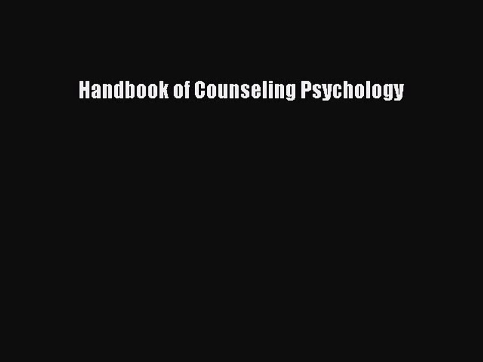 Download Books Handbook of Counseling Psychology PDF Free