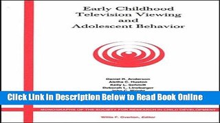 Read Early Childhood Television Viewing and Adolescent Behavior, Volume 66, Number 1 (Monographs