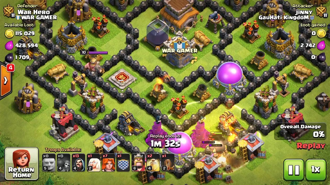Clash Of Clan - Towan Hall 8 Best Defender 26-06-2016