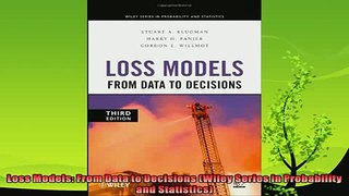 different   Loss Models From Data to Decisions Wiley Series in Probability and Statistics