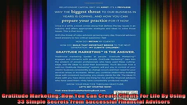 READ book Gratitude Marketing How You Can Create Clients For Life By Using 33 Simple Secrets From Full Free