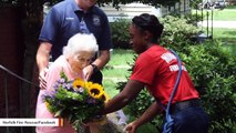Firefighters Show Up To Celebrate 100-Year-Old's Birthday In Heartwarming Gesture