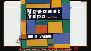 complete  Microeconomic Analysis Third Edition