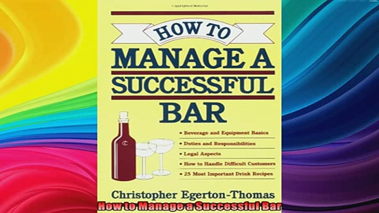 Free Full PDF Downlaod  How to Manage a Successful Bar Full Free