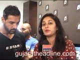 John Abraham does workout at Gym in Ahmedabad;talks to media