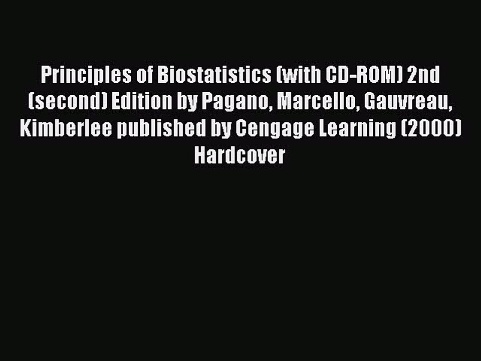 Read Principles of Biostatistics (with CD-ROM) 2nd (second) Edition by Pagano Marcello Gauvreau