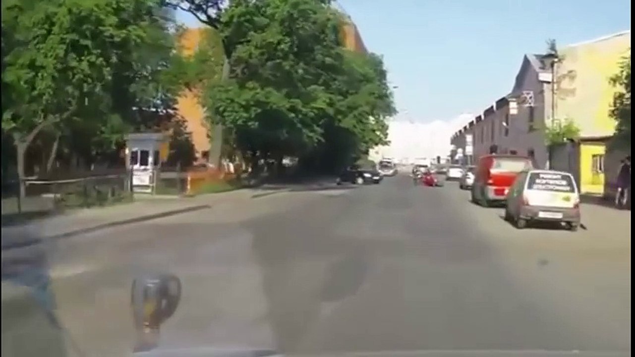 Road Rage Between Car Driver And Biker Russia
