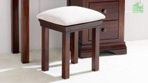 French Hardwood Mahogany Stained Dressing Table Stool with Cream Fabric