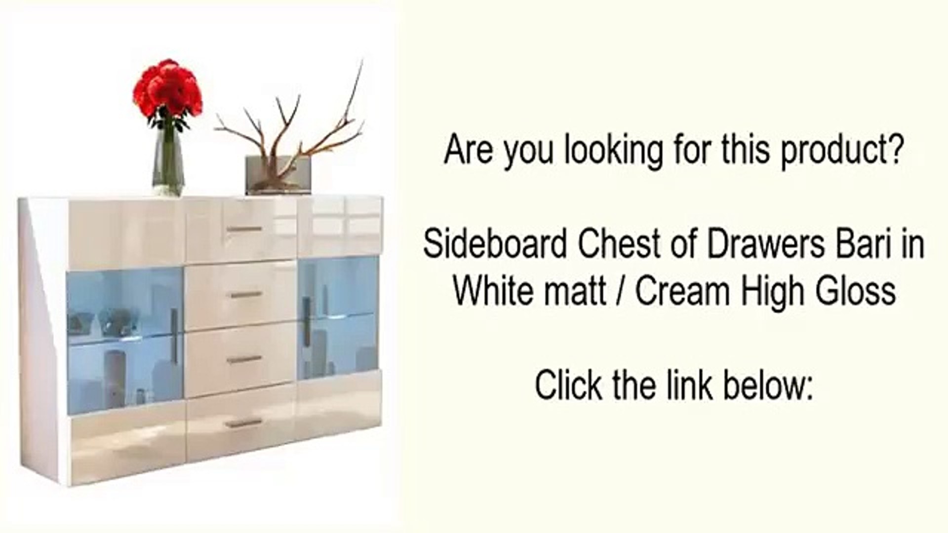 Sideboard Chest Of Drawers Bari In White Matt Cream High Gloss