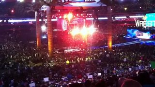 Rock/Cena stare down at WrestleMania 28