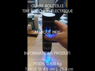 tire bouchon électrique, ouvre bouteille Deik