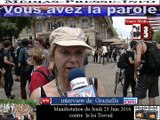 Télévision-Bordeaux-33 France Média interview de Graziella lors de la manif de Jeudi 23 Juin 2016